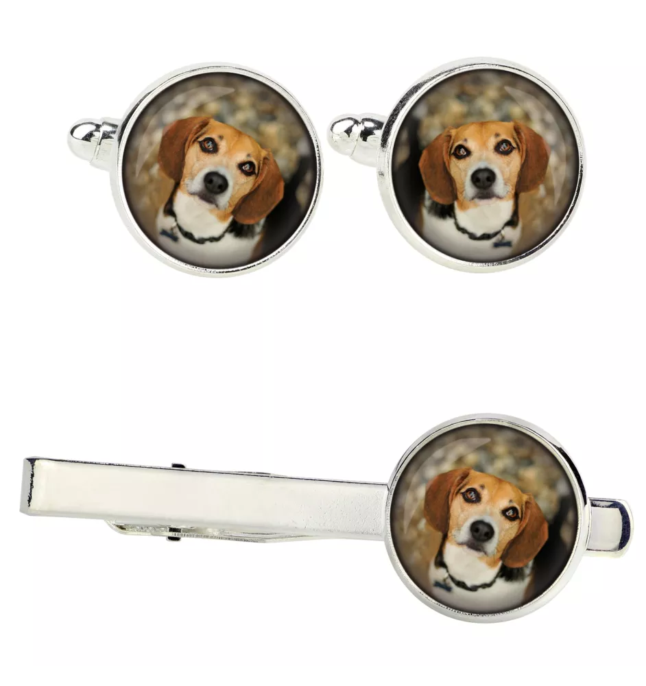 Beagle - Boutons de manchette et cravate avec votre photo, accessoire de costume, bijoux pour hommes de la marque Art-Dog.
