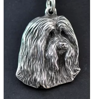 Collie Barbu, Bearded collie, Parfois appelé colley barbu - Collier de chien dans une boîte cadeau, médaillon argenté pour fan de chien, pendentif remarquable de la marque Art-Dog