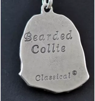 Collie Barbu, Bearded collie, Parfois appelé colley barbu - Collier de chien dans une boîte cadeau, médaillon argenté pour fan de chien, pendentif remarquable de la marque Art-Dog