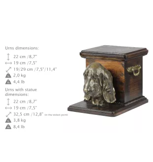 Basset Hound - urn for dog ashes with a statuette, elegant urn for a dog, unique urn with a bust of a dog by Art-Dog brand