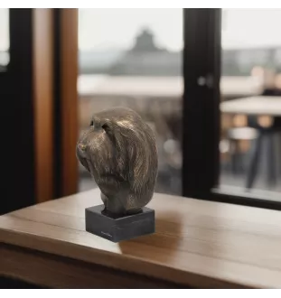 Bearded Collie - Hundestatue, Büste auf Steinsockel, Skulptur, Trophäe für Hundeausstellung der Marke Art-Dog