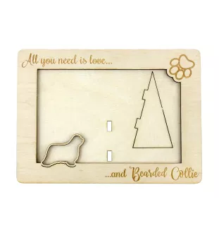 Bearded Collie, Highland Collie, Mountain Collie - Photo frame, engraved wooden frame, a lovely gadget for the dog lover by Art-Dog