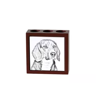 Beagle - Stifthalter mit Hund, Schreibtischorganizer mit Aufdruck, personalisierte Schreibtischdekoration der Marke Art-Dog