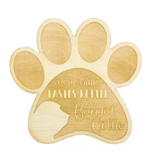 Bearded Collie - Tasse Untersetzer, graviert Untersetzer mit Hund, Geschenk für Hundeliebhaber von Art-Dog Marke