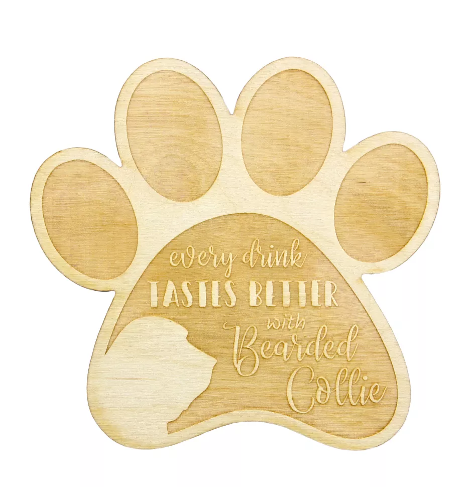 Bearded Collie - Tasse Untersetzer, graviert Untersetzer mit Hund, Geschenk für Hundeliebhaber von Art-Dog Marke