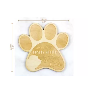 Bearded Collie, Highland Collie, Mountain Collie - Mug coaster, engraved coaster with dog, gift for dog lover by Art-Dog brand