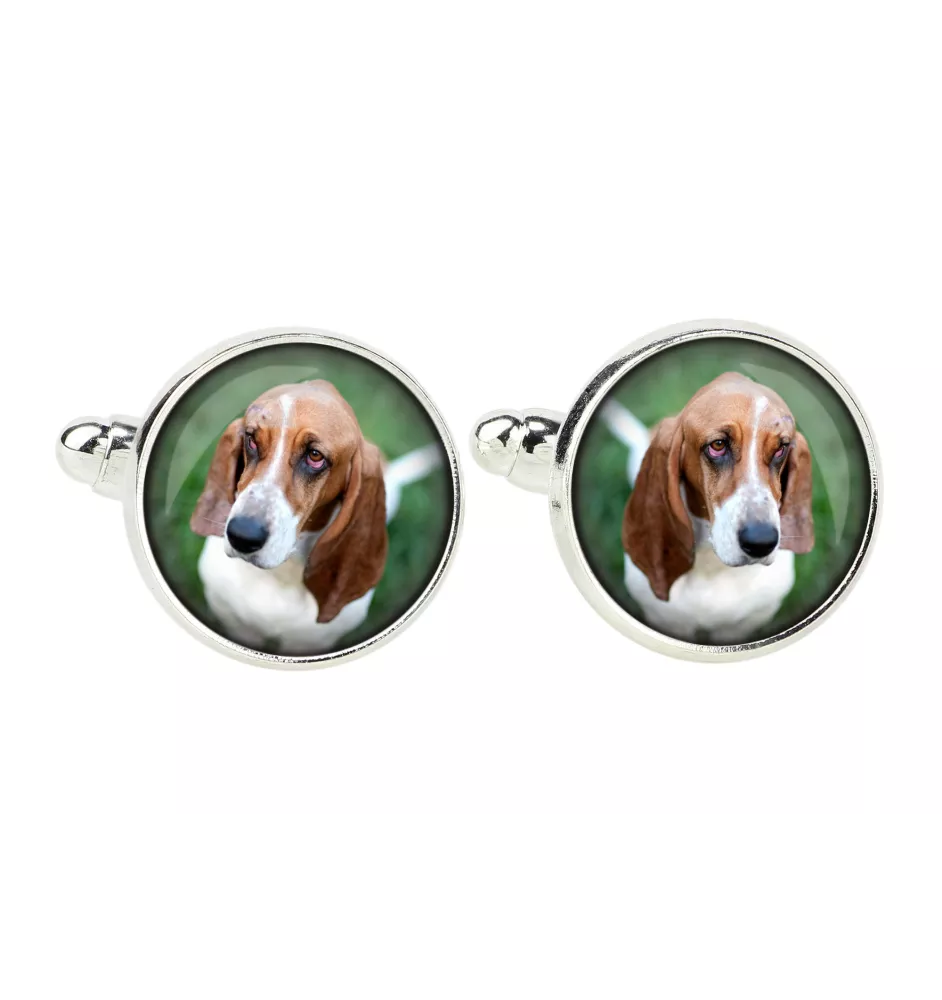 Basset Hound - boutons de manchette, décoration de chemise, pendentif de chemise de la marque Art-Dog