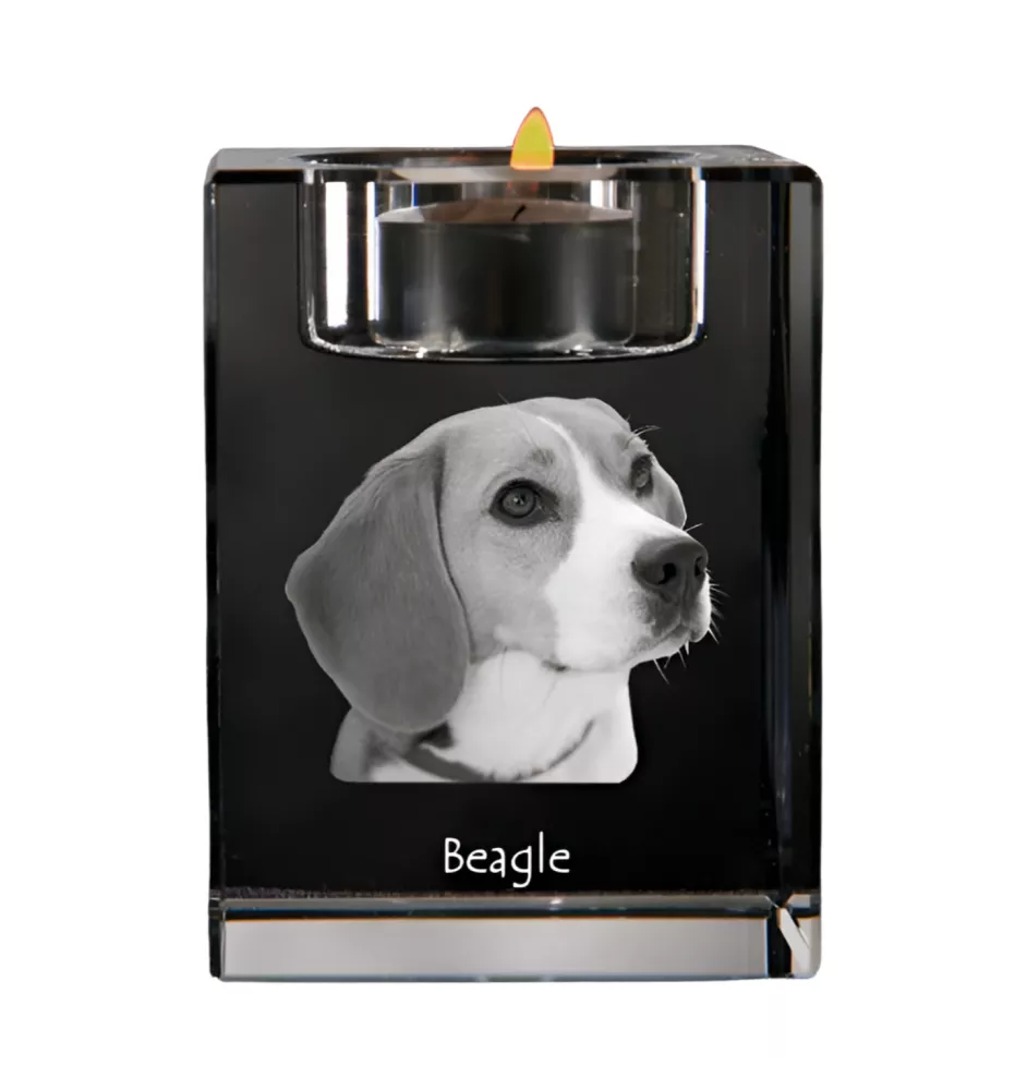 Beagle - Kerzenhalter mit Hundefoto, Teelichthalter aus Kristall, personalisiertes Geschenk der Marke Art-Dog