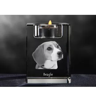 Beagle - Kerzenhalter mit Hundefoto, Teelichthalter aus Kristall, personalisiertes Geschenk der Marke Art-Dog