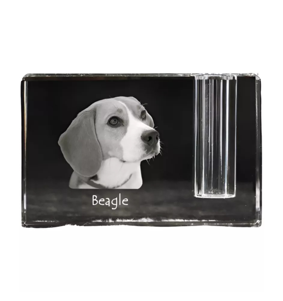 Beagle - Stifthalter, Kristallorganizer mit Hundefoto, einzigartige Schreibtischdekoration der Marke Art-Dog