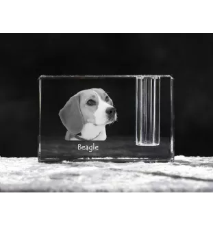 Beagle - Stifthalter, Kristallorganizer mit Hundefoto, einzigartige Schreibtischdekoration der Marke Art-Dog
