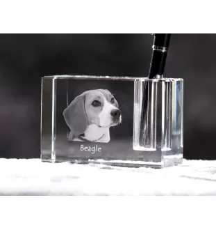 Beagle - Stifthalter, Kristallorganizer mit Hundefoto, einzigartige Schreibtischdekoration der Marke Art-Dog