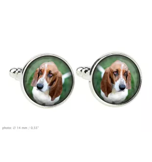 Basset Hound - Manschettenknöpfe in einer Schachtel, handgefertigter Schmuck, Produkt der Marke Art-Dog