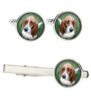 Basset Hound Ärmelknöpfe und Krawatte mit Ihrem Foto, Anzugaccessoire, Herrenschmuck der Marke Art-Dog