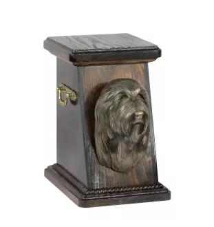 Bearded Collie eine Ascheurne für Hunde, eine elegante Urne mit einer Statue, eine Gedenkurne mit dem Porträt eines Hundes von der Marke Art-Dog