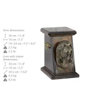 Collie Barbu, Bearded collie, Parfois appelé colley barbu - urne pour les cendres d'un chien, une urne élégante avec une statuette, une urne commémorative avec un buste de chien de la marque Art-Dog