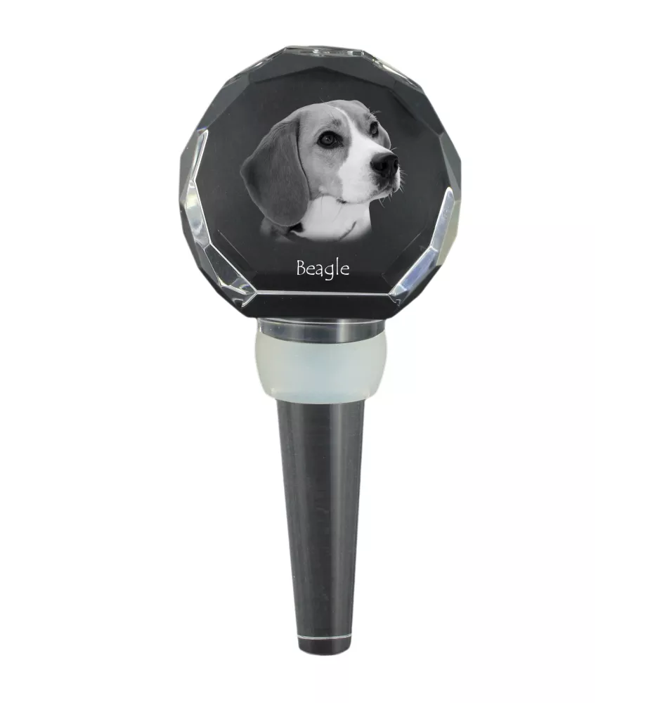 Beagle - Bouchon de bouteille en cristal, bouchon de vin unique avec photo, cadeau personnalisé pour sommelier par la marque Art-Dog