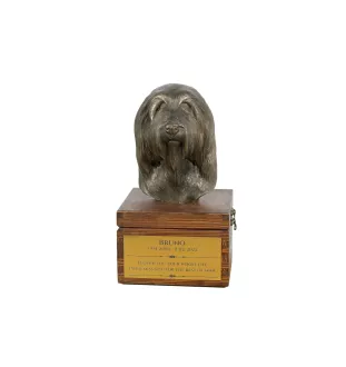 Collie Barbu, Bearded collie, Parfois appelé colley barbu - urne pour les cendres du chien avec une statuette, petite urne pour chien, urne personnalisée avec le buste du chien de la marque Art-Dog