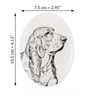 Basset Hound - une plaque commémorative avec une photo de chien, une plaque funéraire avec une impression, une plaque ovale personnalisée de la marque Art-Dog