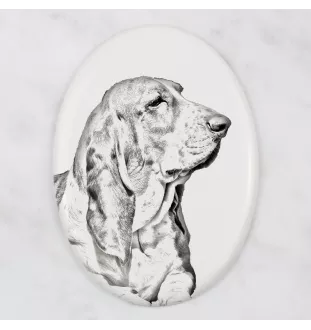Basset Hound - commemorative plaque with a photo of a dog, tombstone with a print, personalized oval plaque from the Art-Dog brand