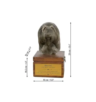 Bearded Collie - Eine Ascheurne für Hunde mit einer Statuette, eine kleine Urne für Hunde, eine personalisierte Urne mit dem Porträt eines Hundes von der Marke Art-Dog.