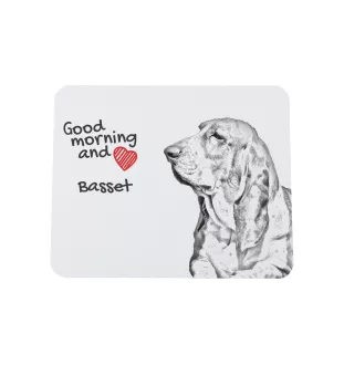 Basset Hound - mouse pad with print, personalized dog-themed mouse pad, unique gadget for an office worker by Art-Dog brand