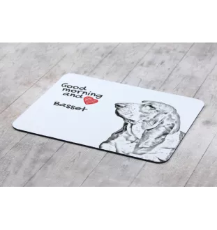 Basset Hound - mouse pad with print, personalized dog-themed mouse pad, unique gadget for an office worker by Art-Dog brand