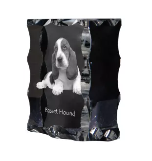Basset Hound - Kristall mit einem Hundebild, Glasstatuette mit einem Bild, einzigartiger Bilderrahmen der Marke Art-Dog