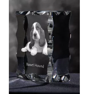 Basset Hound - Kristall mit einem Hundebild, Glasstatuette mit einem Bild, einzigartiger Bilderrahmen der Marke Art-Dog