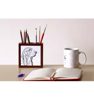 Basset Hound - pen holder with a dog, desk organizer with a print, personalized desk decoration from the Art-Dog brand.