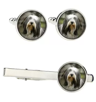 Bearded Collie Ärmelknöpfe und Krawatte mit Ihrem Foto, Anzugaccessoire, Herrenschmuck der Marke Art-Dog
