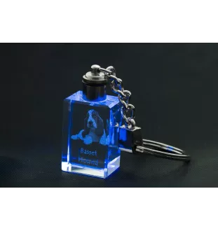 Basset Hound - Schlüsselanhänger aus Kristall mit Hundefoto, beleuchteter Schlüsselanhänger, einzigartiges Geschenk der Marke Art-Dog