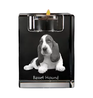 Basset Hound świecznik kryształowy z psem Art-Dog
