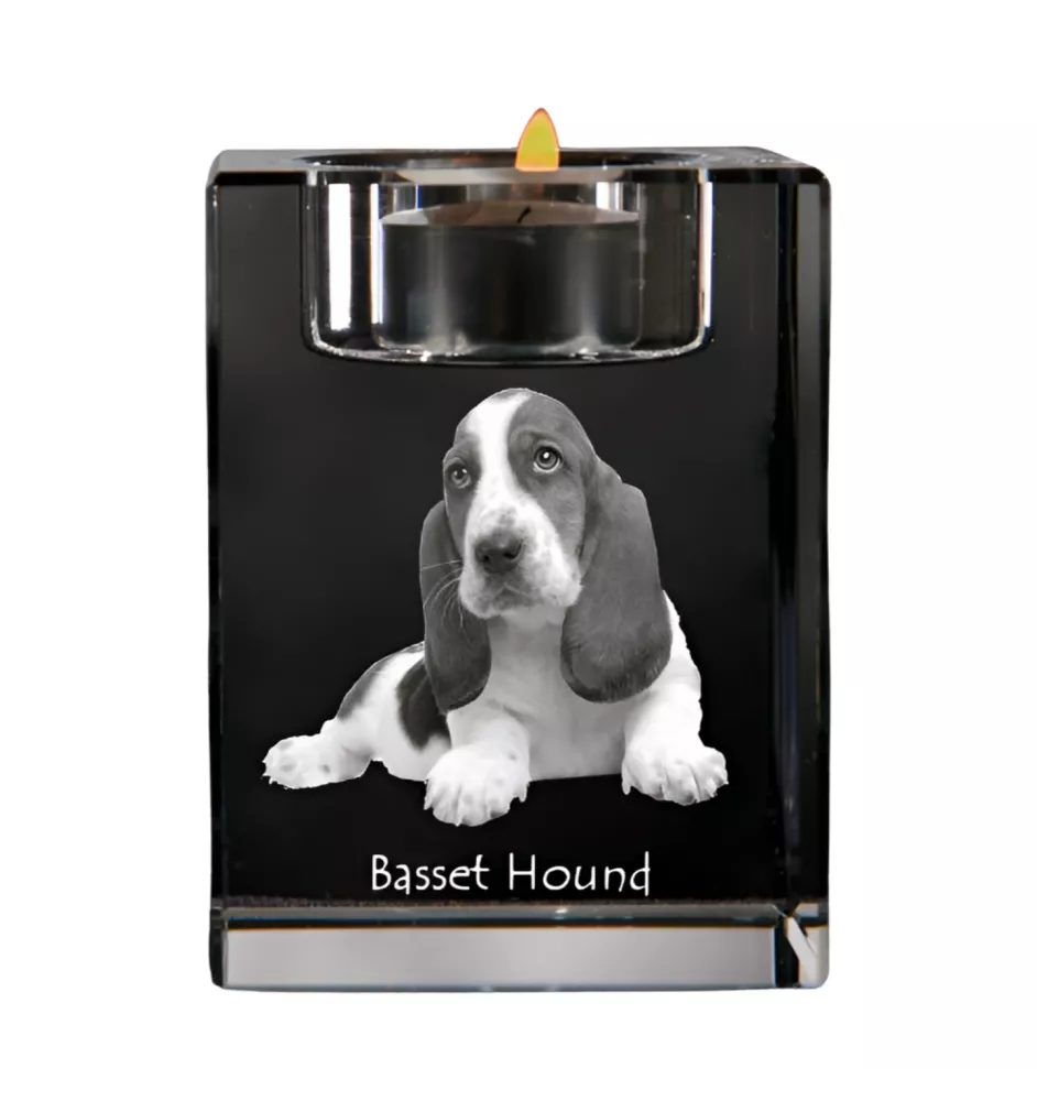 Basset Hound świecznik kryształowy z psem Art-Dog