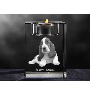 Basset Hound - Kerzenhalter mit Hundefoto, Teelichthalter aus Kristall, personalisiertes Geschenk der Marke Art-Dog