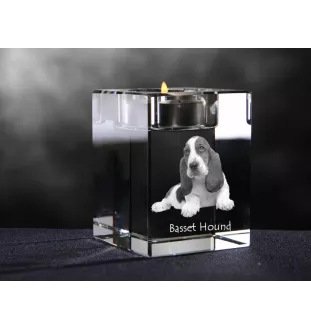 Basset Hound świecznik kryształowy z psem Art-Dog
