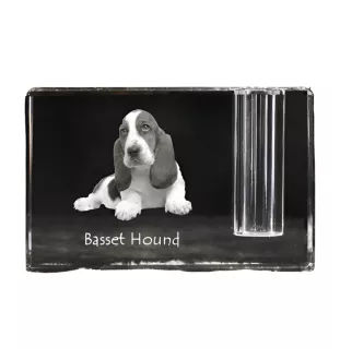 Basset Hound - Stifthalter, Kristallorganizer mit Hundefoto, einzigartige Schreibtischdekoration der Marke Art-Dog