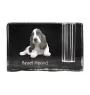 Basset Hound - Porte-stylos, organiseur en cristal avec photo de chien, décoration de bureau unique par la marque Art-Dog