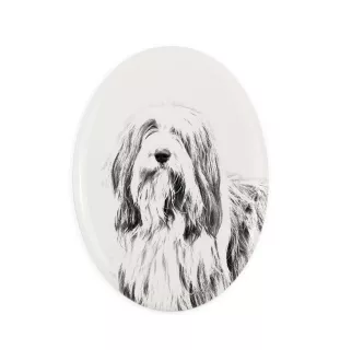 Bearded Collie, Highland Collie, Mountain Collie - commemorative plaque with a photo of a dog, tombstone with a print, personalized oval plaque from the Art-Dog brand