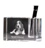 Basset Hound - Porte-stylos, organiseur en cristal avec photo de chien, décoration de bureau unique par la marque Art-Dog