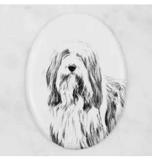 Bearded Collie, Highland Collie, Mountain Collie - commemorative plaque with a photo of a dog, tombstone with a print, personalized oval plaque from the Art-Dog brand
