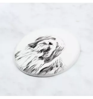 Collie Barbu, Bearded collie, Parfois appelé colley barbu - une plaque commémorative avec une photo de chien, une plaque funéraire avec une impression, une plaque ovale personnalisée de la marque Art-