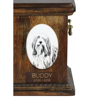 Bearded Collie - Gedenktafel mit einem Foto eines Hundes, Grabplatte mit Druck, personalisierte ovale Platte der Marke Art-Dog