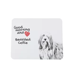 Collie Barbu, Bearded collie, Parfois appelé colley barbu - tapis de souris personnalisé avec impression, tapis de souris personnalisé avec chien, accessoire unique pour employé de bureau de la marque