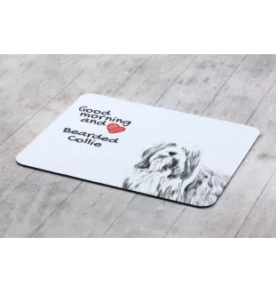 Collie Barbu, Bearded collie, Parfois appelé colley barbu - tapis de souris personnalisé avec impression, tapis de souris personnalisé avec chien, accessoire unique pour employé de bureau de la marque