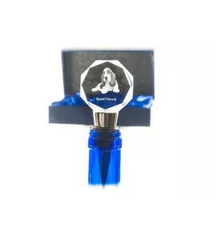 Basset Hound - Bottle stopper, crystal wine stopper with photo, personalised gift for bartender by Art-Dog brand