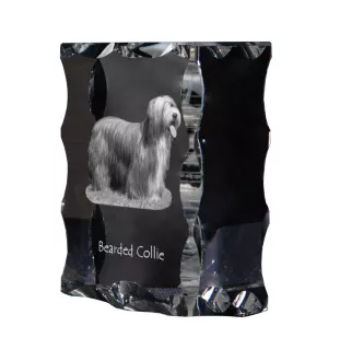 Bearded Collie - Kristall mit einem Hundebild, Glasstatuette mit einem Bild, einzigartiger Bilderrahmen der Marke Art-Dog