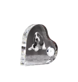 Basset Hound - horloge en cristal avec une photo de chien, horloge de table en forme de cœur, horloge debout personnalisée de la marque Art-Dog