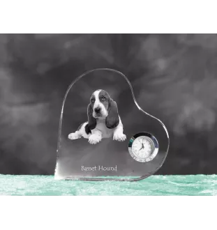 Basset Hound zegar w kształcie serca z psem Art-Dog