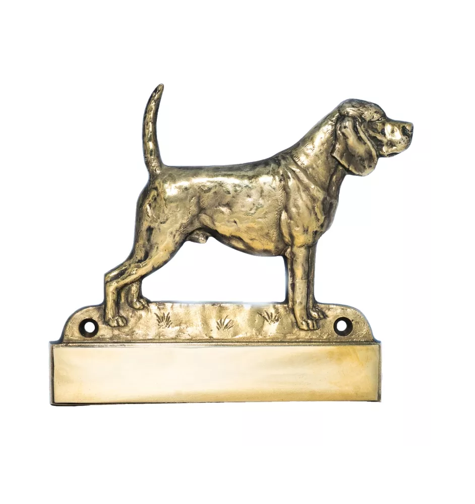 Beagle - Haustürschild mit Hund, Messingschild mit Namen, personalisiertes Türschild mit Markennamen Art-Dog